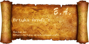 Brtyka Arnót névjegykártya